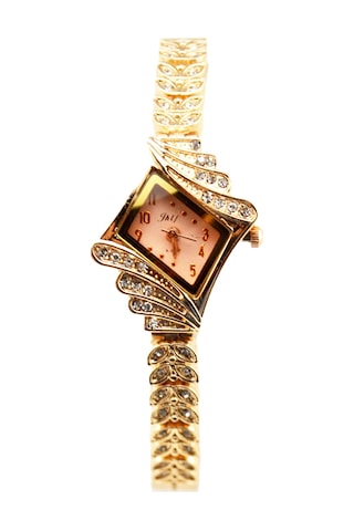 Vkemall Kadınlar İçin Zircon Taşlı Moda Kol Saati - Gençler Ve Öğrencilere Uygun - Altın Arka Planlı El Bilezik Saat Diğer