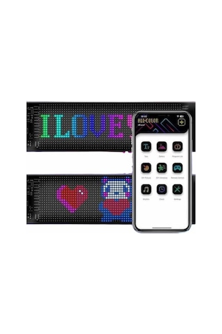 Shnstore Led Matrix Bluetooth Bağlantılı Araç Camına Uygun Pixsel Görünümlü 16x96 Pixel Shntknd0720 Çok Renkli