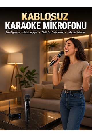 Profesyonel Kablosuz Mikrofon Seti Çift Mikrofonlu