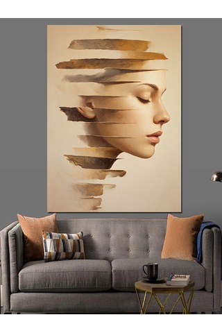 Katmanlı Yüz Soyut Sanat Dekoratif Kanvas - Mdf Ahşap Tablo