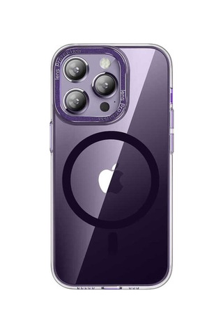 İphone Uyumlu 14 Pro Uyumlu Magsafe Şarj Özellikli Sert Pc Csk Zore Fuya Kılıf-derin Mor