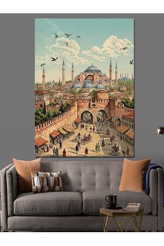 Kalabalık Ayasofya Camii İstanbul Dekoratif Kanvas - Mdf Ahşap Tablo