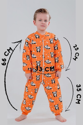 Erkek Bebek 2.5 Tog Desenli Uyku Tulumu 2 Yaş Turuncu