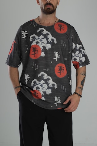 Cocopelli Çin Ağacı Desenli Oversize T-shirt Coc1872 Çok Renkli