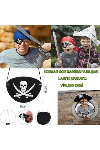 Nessiworld Vinleks Deri Korsan Göz Bandı Göz Maskesi Lastikli Siyah