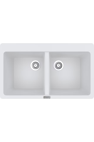 Polex Cristalüx Granit Evye P-N9 Beyaz 2 Hazneli Tezgah Altı Ve Tezgah Üstü Mutfak Evyesi 86x50.5 CM