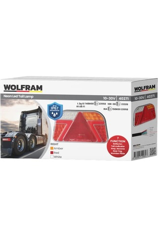 Wolfram 10v-30v Stop Lambası Neon Ledli 7 Fonksiyonlu 241 140 44 Mm E9 Sağ