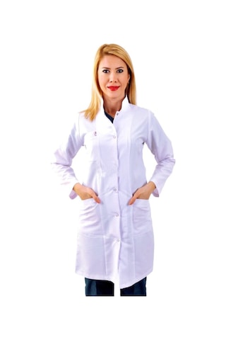 Kadın Beyaz Hakim Yaka Doktor Hemşire Öğretmen Vizit Önlük Beyaz
