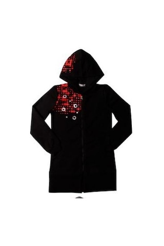 Toontoy Kız Çocuk Kapşonlu Hırka You Luck Better Varak Baskılı Siyah