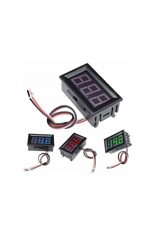 Butuglobal Ters Bağlantı Korumalı 0v-30v 3 Telli Dc Voltmetre Terminali 0.56 İnç Led Dijital Voltmetre Mavi