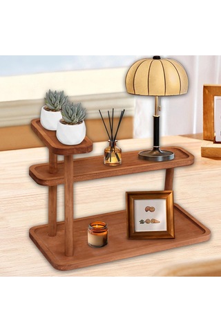 Homyl Masaüstü Düzenleyici Rustik Çok Amaçlı Kozmetik Kiler Koyu Kahverengi