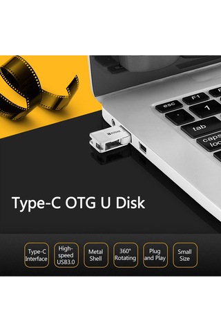 Springsun Kodak 128gb Usb 3.1 Type-c Çift Portlu Metal Usb Bellek, Telefon-bilgisayar Uyumlu, Hızlı Veri Transferi, 360 Döner, Plug&play, K223c Gümüş