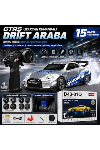 Gtrs Uzaktan Kumandalı 1:43 Metal Drift Araba 15 Km/h Hız Şarjlı Rc Yarış Arabası Drift