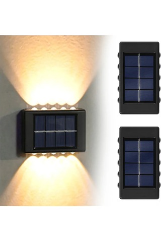 Dofolink 2 Adet Güneş Enerjili Duvara Monte 10 Led Işık - Ip65 Su Geçirmez Bahçe Çit Bahçe Işığı - Sıcak Beyaz Işık Diğer