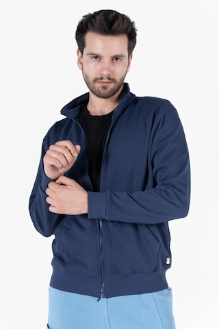 Owl 9150 Diagonel Fermuarlı Sweatshirt Light Lacivert