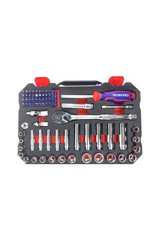 Workpro Wp202524 1/4' 3/8 Metrik 75 Parça Cr-v Profesyonel Lokma Takımı