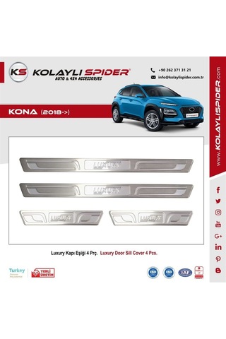 Hyundai Kona Luxury Kapı Eşiği 4 Prç Krom 2018 ve Sonrası