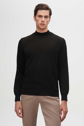 D'S Damat Regular Fit Pamuk Karışımlı Yarım Balıkçı Erkek Triko Kazak - Siyah