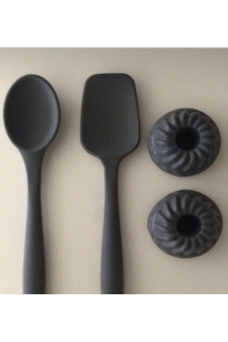 Pink Rose Silikon Spatula & Kaşık & Muffin Kalıbı Antrasit
