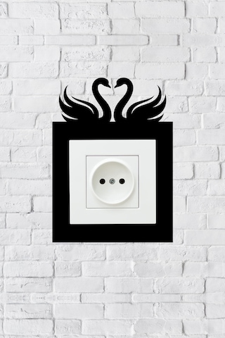 Kuğu Aşk Tasarım Priz Çerçevesi İç Ölçü 8,4x8,4 Cm Dekoratif Priz - Anahtar Çerçevesi - Ev Süsü