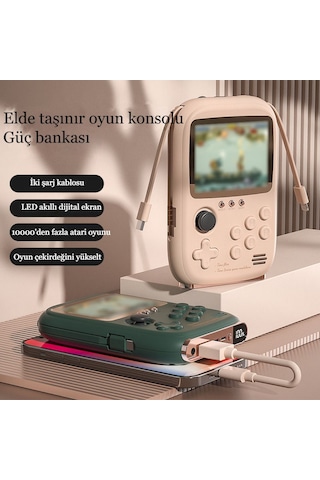 Taşınabilir Mini Oyun Konsolu Apple Uyumlu iOS-type-c Hızlı Çift Şarj Girişli Power Bank 3.2inç Retro 10000 Oyun