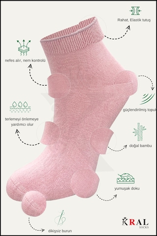 Kral Socks Kadın Bambu Çorap 6 Çift Renkli Hediye Kutulu Patik Kadın Çorap Asorti̇