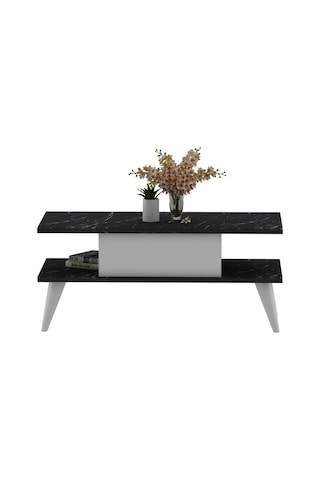 Eta Orta Sehpa Siyah Mermer-beyaz Siyah Mermer Desen-beyaz