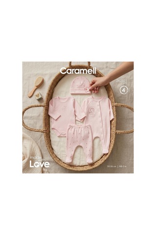 Altıntaş Baby Caramell Özel Kutusunda Love Bunny Tulumlu 4'lü Set Zk2525 Pembe Pembe