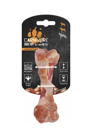 M-pets Carnivore Savoury Bone Pastırma Aromalı Kemik Kauçuk Köpek Oyuncağı 14.5x5.1x5 Cm Turuncu