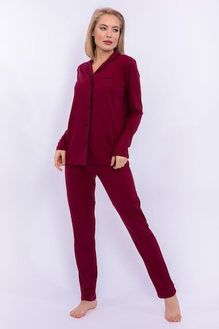 Pierre Cardin PIERCARDIN BAYAN YETİŞKİN GÖMLEK PİJAMA TAKIMI BORDO
