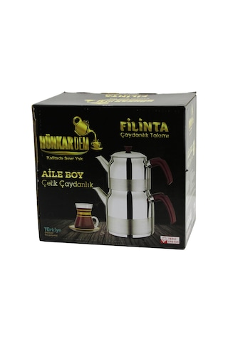 Çelik Çaydanlık Seti Aile Boy 1.5l + 3l Kendinden Süzgeçli Sarı