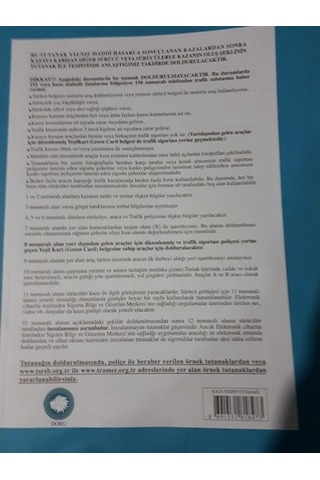 Kaza Tutanağı 3 Yaprak Örnk Sayfa Ve 2 Nüsha Tutanak 20 Adetli Pk