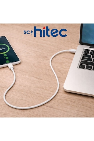 Schitec 45w Usba To Type-c Data Ve Hızlı Şarj Kablosu 1m Beyaz