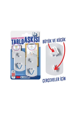 Kendinden Yapışkanlı Tablo Çerçeve Saat Askısı 2 Adet 3 Kg Taşır