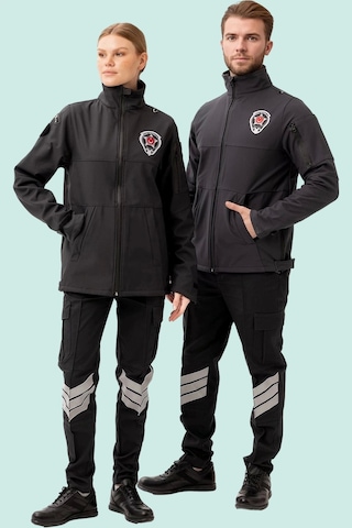 Kışlık İş Güvenliği Softshell Mont Kıyafetleri Rüzgar Geçirmez Nefes Alabilen Montu Füme