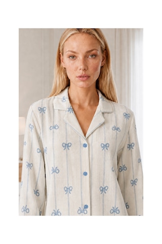 Fit Women Kadın Desenli Relaxed Beyaz Pijama Takımı 4661