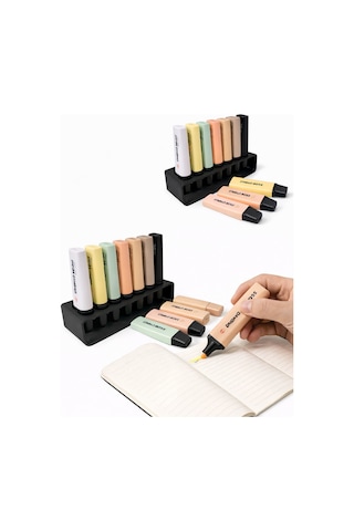 7 Adet Kapasiteli Masaüstü Kalem & Fosforlu Kalem Standı Çok Amaçlı Organizer Pastel & Standart Çok Renkli