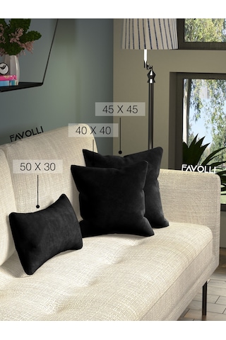 Br Favolli Kadife Dokulu Siyah Renk Kırlent Kılıfı Dream Serisi Punch Için Uygun Gizli Fermuar Siyah