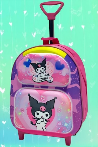 Tezzgelsin 2-6 Yaş Anaokulu Kreş Sanrio Kuromi Model Çekçekli Tekerli 3d Baskılı Sırt Çantası Ve Okul Çantası Çok  Renkli