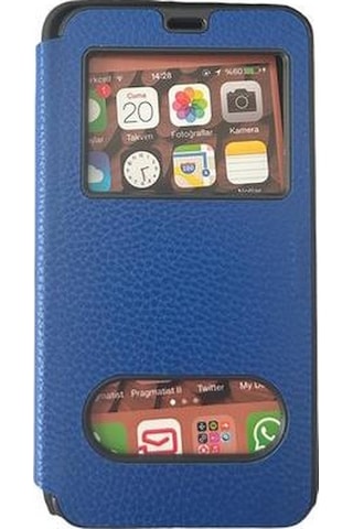 Jopus Galaxy J7 2016 İle Uyumlu Premium Kapaklı Kılıf Mavi