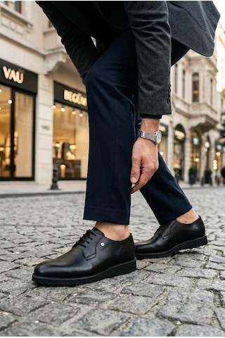 Fort 60442 Siyah Cilt Damat Ayakkabısı Takım Ayakkabısı Erkek Ayakkabı