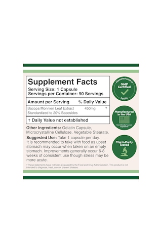 Double Wood Bacopa Monnieri Memory Brain Health, Focus, And Cogni