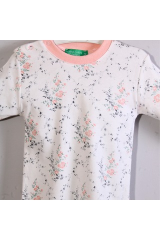 Çiçek Desenli Kız Bebek Eşofman Takımı %100 Pamuk Pembe