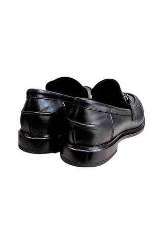 Siyah Hakiki Deri Toka Detay Loafer Siyah