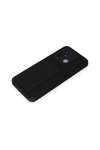 Newface - 400 - Xiaomi Redmi 12c Kılıf Mega Standlı Silikon - Matxzngz - - Siyah Sıyah