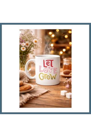 Agc Uygun Sepet Let Love Grow Tasarımlı Porselen Kupa Model 37 Sevgi Temalı Özel Hediye Kupası Agc Çok Renkli