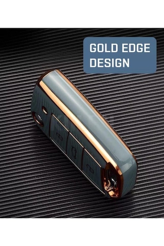 Lüx Seat Leon Fr Ibiza Arona Tarraco Lüks Nano Anahtar Koruma Kılıfı Gri Gold Altın Renk