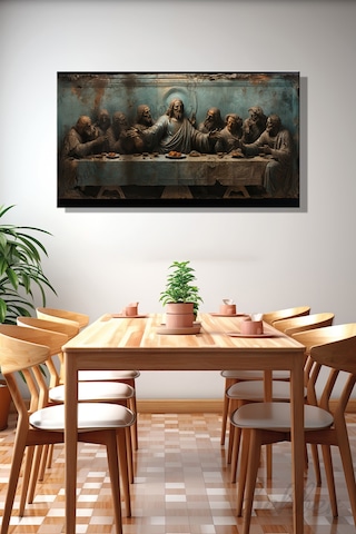 Panoramik Yatay Kanvas Tekli Salon Mutfak Yatak Odası Ofis Leonardo Da Vinci Son Akşam Yemeği