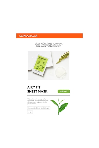 Missha Yeşil Çay Özlü Nemlendirici Yaprak Maske 1 Adet Airy Fit Sheet Mask Green Tea