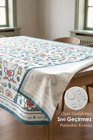 Dekoratif Baskılı Mutfak Salon Masa Örtüsü 150x150 cm Sıvı Geçirmez Ev Sunum Sofra Örtüsü Iznic